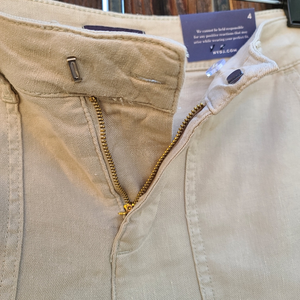 NYDJ Linen Blend Utility Pants 4 Feather Cropped Cargo Ankle Capri - Picture 11 of 14